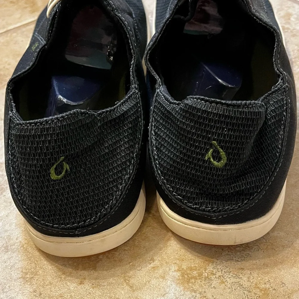 OluKai Nohea Moku Sneaker Mens 13 Slip on Elastic Laces Black